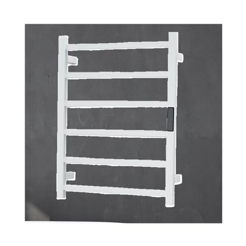 WQPMNYG Toallero calefactable de Acero Inoxidable, Color Blanco, con Enchufe a la Izquierda, para Montar en la Pared, con Temperatura Constante, 6 Barras para baño.