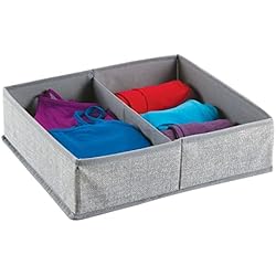 Cajas Ikea Para Armarios mDesign – Caja organizadora de tela (2 compartimentos) – Precioso organizador para ropa interior y accesorios – Cesta para ordenar cajones y cómodas – Color gris