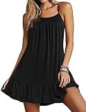 Ekouaer Nightgowns for Women Spaghetti Strap Night Gown Sleeveless Sleep Dress Chemise Sleepwear Black