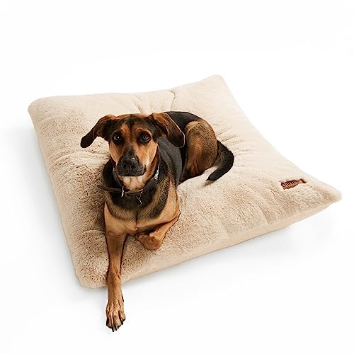 UnHide Floof Pet Pillow - Extra Soft Dog Bed Pillow- Removable Faux Fur Cover - Machine Washable - Helps Ease Pet Anxiety & Provides The Perfect Sleep, 28 x 36 x 5, 10lbs - Beige
