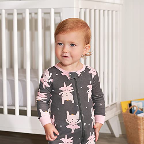 Image of Gerber Baby Girls 2-Pack Footed Pajamas
