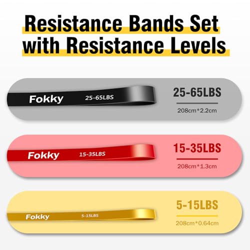 Fokky Resistance Bands, 3 Levels Exercise Band with Door Anchor, Resistance Bands Set for Men&Women, Pull Up Bands for Gym Workout, CrossFit, Stretching, strength training - Image 3