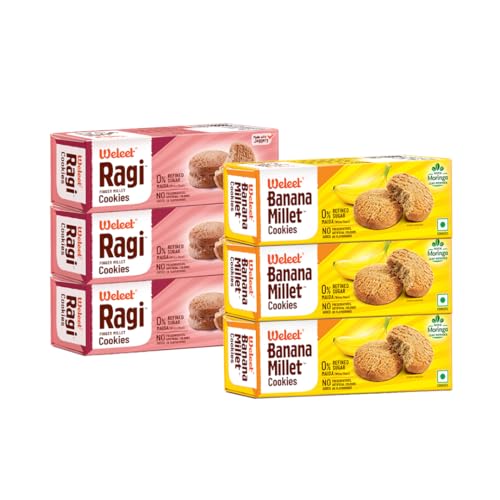Weleet Combo Pack of Ragi and Banana Digestive Cookies | Home/Off...