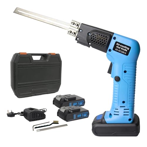 Electric Air Cooled Styrofoam Hot Knife Cordless Li-ion Battery Power Wireless Foam Cutting Tool Kit 2.0Ah 18V 2 Pieces Battery with Blades & Accessories