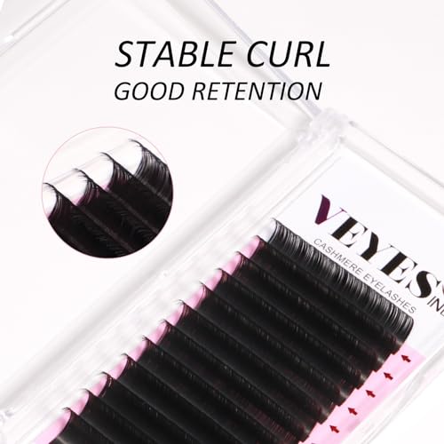 VEYES INC Cashmere Individual Lash Extensions 0.03-0.20 B/C/CC/D/J/M Curl 8-20mm Mixed & Single Length Trays, Matte Black - Image 4