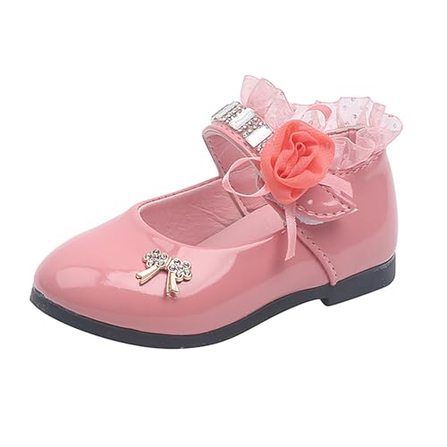 Unifizz Girls Mary Jane Dress Shoes for Toddler Kids Flower Rhinestone Front Bow Ballerina Flat