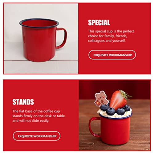 Enamel Mug Tea Coffee Mug Set Of 4, 12Oz (350Ml) Tea Camp Drinking Cups, Non Toxic& Portable, Metal Cup With Handle For Indoors And Outdoors (Red* 2+ Yellow* 2) Enamel Cups #TOP6