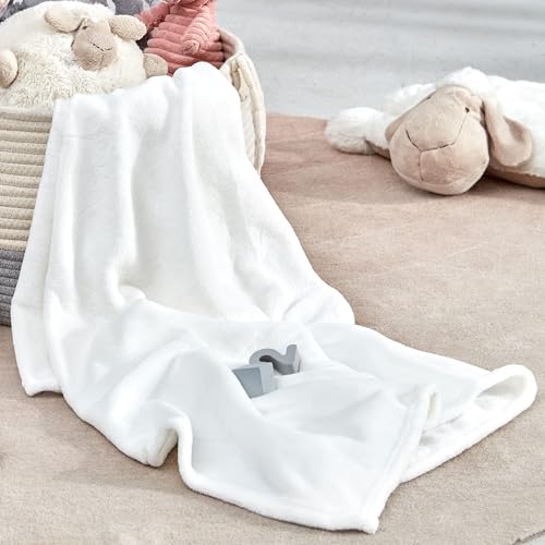 Image of SLEEP ZONE Flannel Fleece Baby Sublimation Blanket 30x40 Inches - Soft Fuzzy Plush White Kids Bed Travel Blanket Throw for Girls, Boys, Toddlers, Puppies