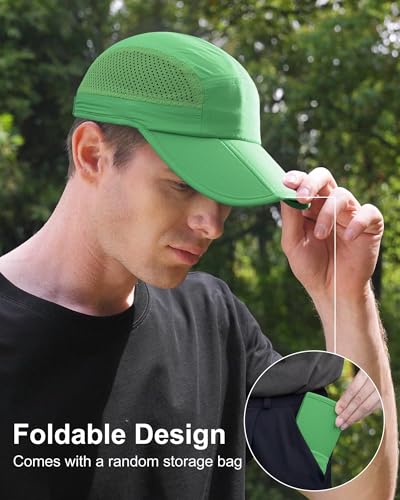 Miniatura 3 de Gadiemkensd Folding Running Men Hat Long Brim Golf Hats Quick Dry Baseball Caps Unstructured Breathable Light Cooling Cap Adjustable Trucker Hat For Outdoor Sport Hiking Workout Dark Green