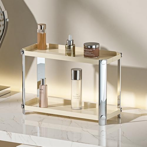 HARLIANGXY Organizador de cosméticos, organizador de perfume, grande, estante de cosméticos, almacenamiento de cosméticos, organizador de tocador, organizador de 2 niveles para dormitorio, baño,