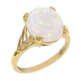 LBG 9ct Yellow Gold Opal Solitaire English Ring Large Size Q ring for October Engagement