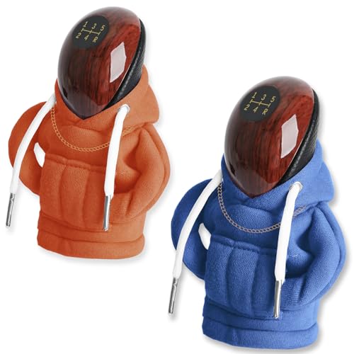 Lohca Felpa con cappuccio per leva del cambio, con manopole a bastone, accessorio per interni auto, idea regalo, blu e arancione