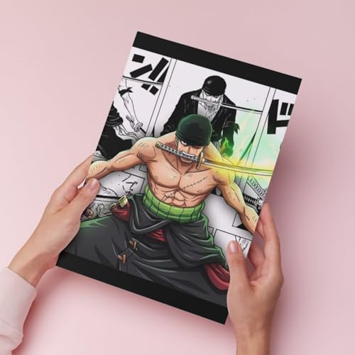 Image of One Piece Anime Manga Poster, One Piece Character Design Wall Poster 3 Panal - A4 Size, 300 GSM, Wall Decor Posters Wall Art For Bedroom, Living room, Office, Dining Room,No Frame (Zoro-6)