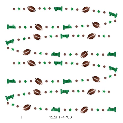 Image of pinkblume Football 1st Birthday Party Decorations Glitter Star Circle Dot Football Theme Garland First Birthday Polka Dot Star Streamer for Boys 1st Year Down Happy Birthday party Decorations Supplies