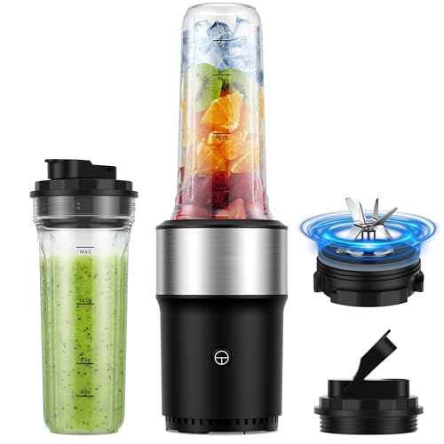 SHARDOR Batidora de batidos, potencia máxima de 900 W, batidora con hoja de acero inoxidable de 6 hojas, batidora sobre base con 2 vasos de 700 ml, sin BPA, recetas para batidos y jugos