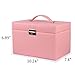 Kendal Large Leather Jewelry Box/Case/Storage/Organizer With Travel Case and Lock, Mothers Day Gifts for Mom (Pink)