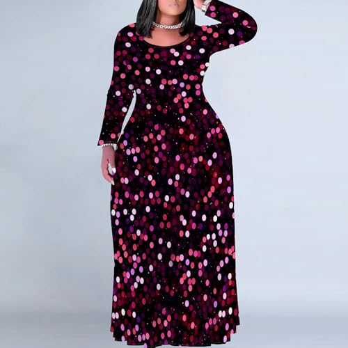 Image of PinkPatty Women's Plus Size Long Sleeve Maxi Dresses T Shirt Boho Sundress Fall Dress with Pockets