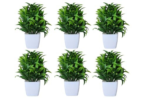 Best Artificial Hanging Plants for Your Home 26 Artificial Boston Fern Plants in White Ceramic Pots, Set of 6, In...