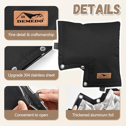 Backflow Preventer Insulation Cover - Backflow Pressure Vacuum Breaker Cover - Insulated Backflow Cover Pouch for Irrigation Back Flow Sprinkler Valves in Winter or Sun Exposure (13”W x 12”H, Black) by DEMEDO - Image 5