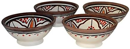 Ceramic Appetizer Bowls Handmade Moroccan Serving Set of 4 Exquisite Pieces With Vivid Colors