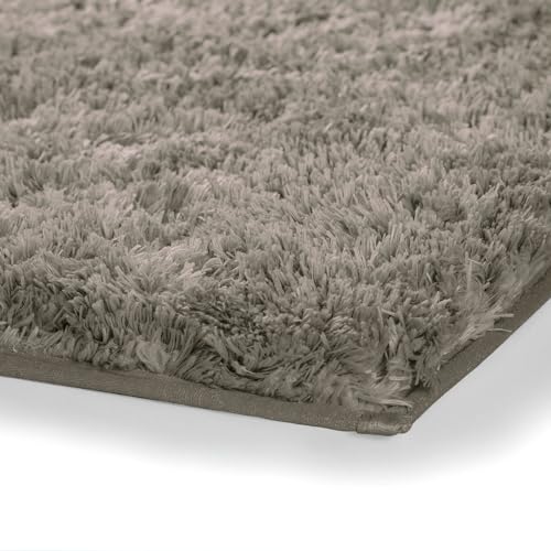 Image of LUXE HOME INTERNATIONAL Microfiber Rectangular Home Bath Mat Super Soft Non Slip Vegas Mats for Bathroom, Kitchen, Bedroom, and Door (40X60 Cm, Taupe) Pack of 1
