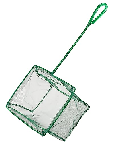 Image of Pawfly Aquarium Fish Net with Braided Metal Handle Square Net with Soft Fine Mesh Sludge Food Residue Wastes Skimming Cleaning Net for Fish Tanks Small Koi Ponds and Pools