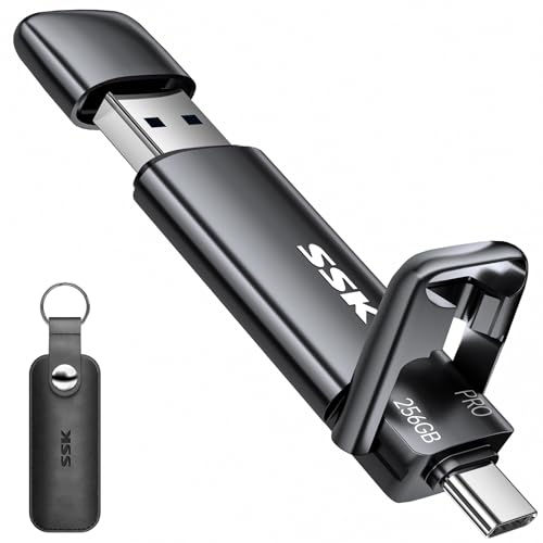 Image of SSK 256GB SSD USB C Stick up to 1000MB /s,Fast Thumb Drive,Dual Drive Type-C + USB A 3.2 Gen 2 External Solid State Drives,USB Memory Stick for iPhone 15 /PS4 /Android Phone /Tablet /Windows /Mac