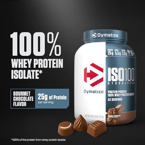 Dymatize ISO100 Hydrolyzed Protein Powder, 100% Whey Isolate Protein, 25g of Protein, 5.5g BCAAs, Gluten Free, Fast Absorbing, Easy Digesting, Gourmet Chocolate, 3 Pound (42 Servings) - Thumbnail 2