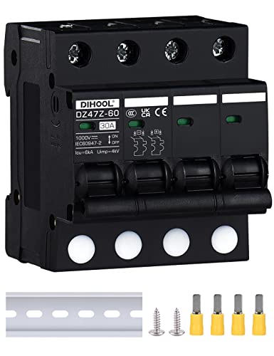 DC Trennschalter 1000VDC Solar PV Leistungsschalter Photovoltaik Sicherungsautomat (DC1000V,4 polig,30 Amp)