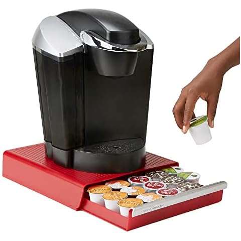 Mind Reader Single Serve Drawer and Holder, Coffee Station and Pod Capsule Storage Organizer, 30 Capacity, Red, 12.6 x 10.55 x 2.5 Cover