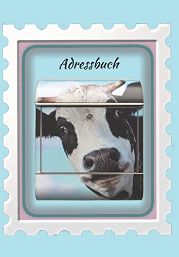 Adressbuch: Buch für Adressen, Telefonnummern, E-Mails, Geburtstage, Jahrestage und wichtige Informationen mit einer süßen Kuh (Kühe) (German Edition)