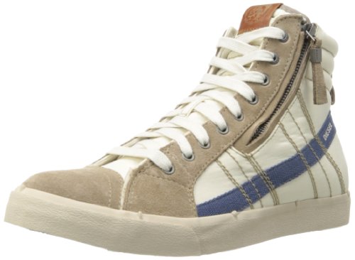 Diesel Men's D-velows D-string Fashion Sneaker,Birch White/Silver Mink/Dark Denim,8.5 M US