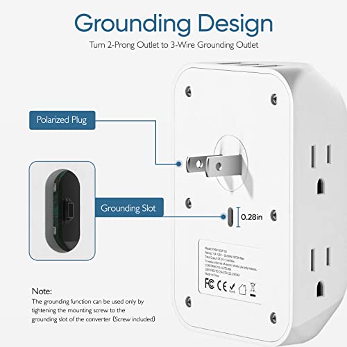 image for LENCENT 2 Prong Surge Protector Power Strip with USB Ports,2 Prong to 