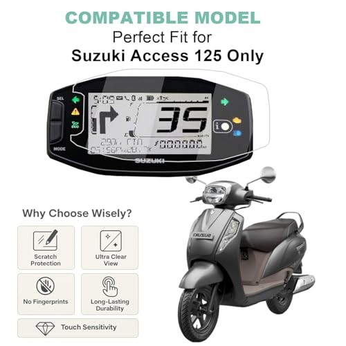 Image of Wisely Premium Speedometer Screen Guard for Suzuki Access 125 BS6 Bluetooth Edition Scooter Instrument Cluster Scooty Digital Meter Protector, HD Clear, Easy Installation