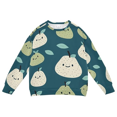 JUNZAN Cartoon Cute Pears Green Big Girls Hooded Sweatshirt Long Sleeve Tops Clothing Shirts Party 4T