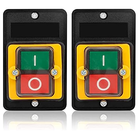 XTVTX 2Pcs Machine Switch Button Water Proof 10A 380V Electrical Push Switch ON/Off Machine Water Proof Push Button Switch Cutting Machine Bench Drill Switch Button for Textile Machinery Cover