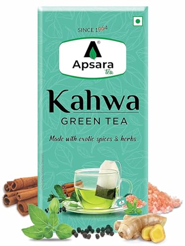 APSARA Detoxifying Kahwa Green Tea Bags - 72 Pcs, Spiced Kashmiri Detoxifying Kahwa Green Tea, Natural Body Cleanse & Immunity Booster With Rock Salt, Tulsi, Cardamom, Cinnamon Tea, 180 Grams
