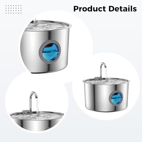 Fuente de agua para mascotas de 3.2 L inoxidable miniatura 2