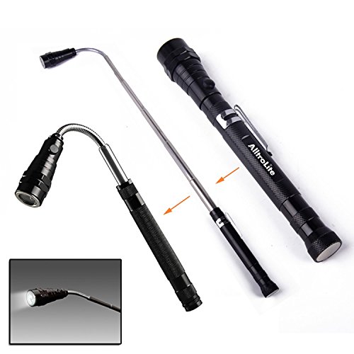 AlltroLite Portable LED Telescopic Flexible Extendable Led Flashlight Torch Magnetic Head Pick Up Tool Flash Light Lamp 8 x LR44 Batteries (Included)