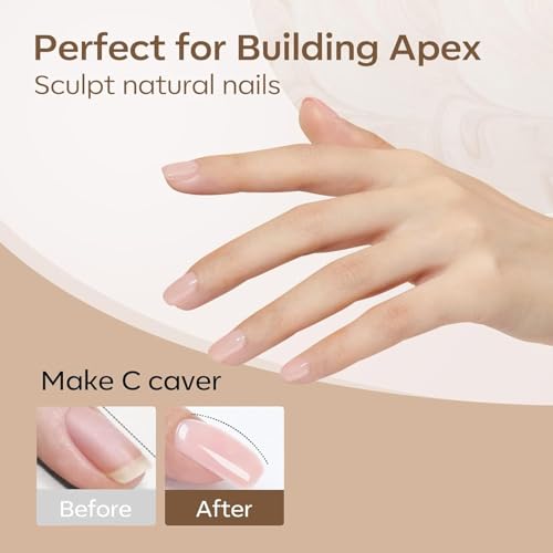 Image of modelones Builder Nail Set, Builder Base Colors Nude Netural- 6Colors, Soft Blush Hard Strengthener Rubber Base Gel Polish 8-in-One Extension LED Nail Lamp Cured