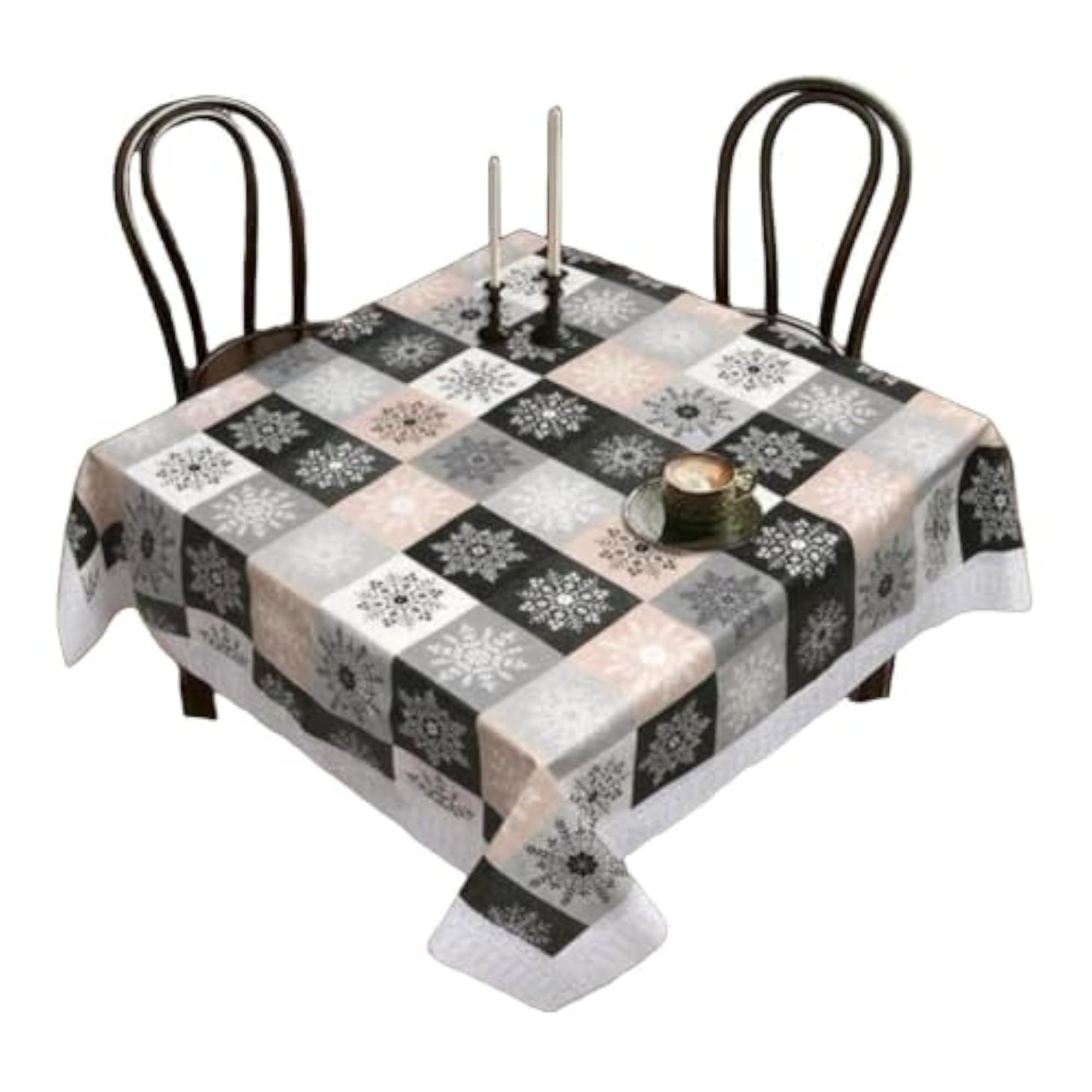 Snowflake Print PVC Tablecloth, 48x48 Inch
