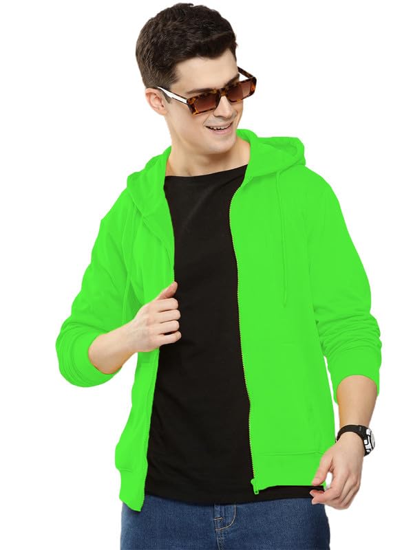 Image of LAZYCHUNKS Regular Fit Men's Solid Fleece Hoodie | Warm Hooded Sweatshirt for Men with Pocket | Casual Winter Wear | Full Sleeve Comfortable Hoodie