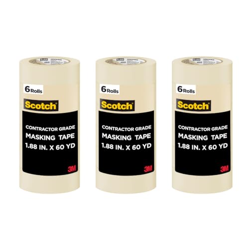 Image of Scotch Painter's Tape Contractor Grade,1.88 in x 60.1 yd Rolls, 3 Pack | 6 Rolls per set, 18 total rolls, Holds to Surfaces For Up to 3 days, Interior & Exterior Use, Model 2020-48TP6