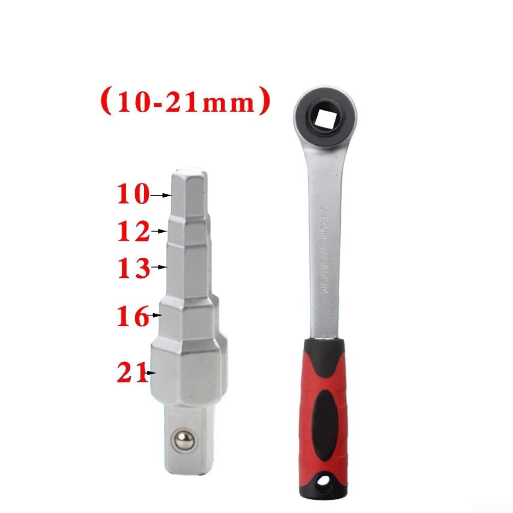 Lioaeust Clé à cliquet pour radiateur étagée, poignée réglable en acier au carbone pour la plupart des valves de radiateur, tétons, bouchons, connecteurs de réservoir (A)