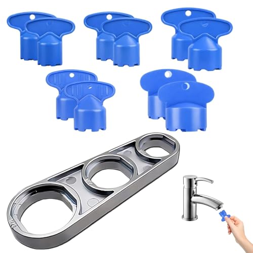 11-teiliges Set Perlator Schlüssel, 1 Stück Wasserhahn Entkalker Aufsatz und 5 Stück Schlüssel Für Perlator, perlatorschlüssel Für （M16.5, M18.5, M21.5, M22.5, M24）