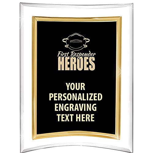 Crown Awards First Responder Heroes Acrylics - 8" Picturesque Freestanding Acrylic Frame First Responder Heroes Presentation Award, Free Personalization Prime