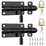 2 chiavistelli per porta in acciaio inox, con foro per lucchetto, chiavistello e serratura per porte, finestre, bagno, camera da letto, capannoni, recinzioni