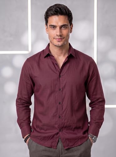 Image of Men's Cotton Blend Solid Casual Shirt Regular Fit Full Sleeve Shirt for Men Plain Formal & Casual Wear Collared Button Down Shirt