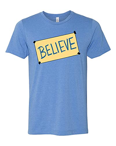 LiquidTees Believe Sign Ted Camiseta feminina masculina plus size juvenil infantil, Azul claro, XG