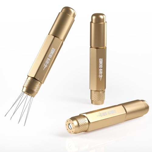 MHW-3BOMBER WDT Tool Espresso Distribution Tool Retractable Espresso Coffee Stirrer, Adjustable Range Coffee Distributor for Barista, Magnetic Store, 0.4mm 8 Needles with 8 Extra, Gold, T619